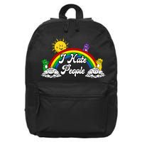 I Hate People Rainbow Printed 16 in Basic Backpack