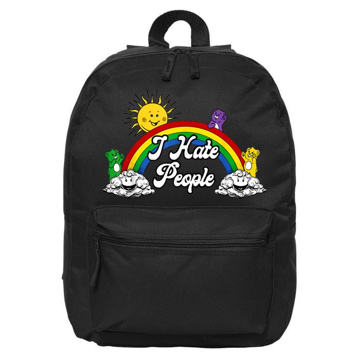 I Hate People Rainbow Printed 16 in Basic Backpack