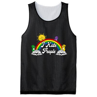 I Hate People Rainbow Printed Mesh Reversible Basketball Jersey Tank