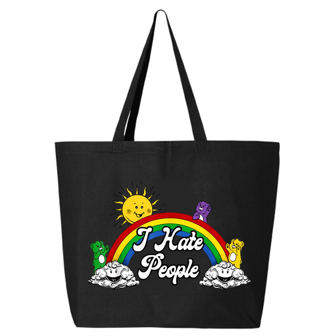 I Hate People Rainbow Printed 25L Jumbo Tote
