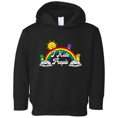 I Hate People Rainbow Printed Toddler Hoodie