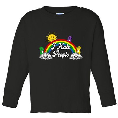 I Hate People Rainbow Printed Toddler Long Sleeve Shirt