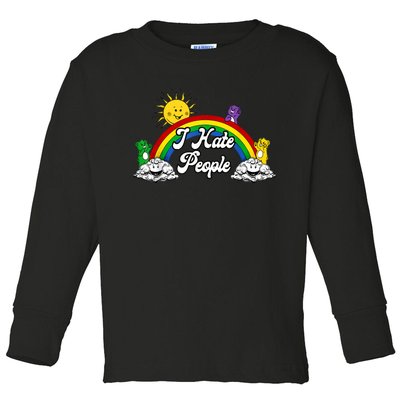 I Hate People Rainbow Printed Toddler Long Sleeve Shirt