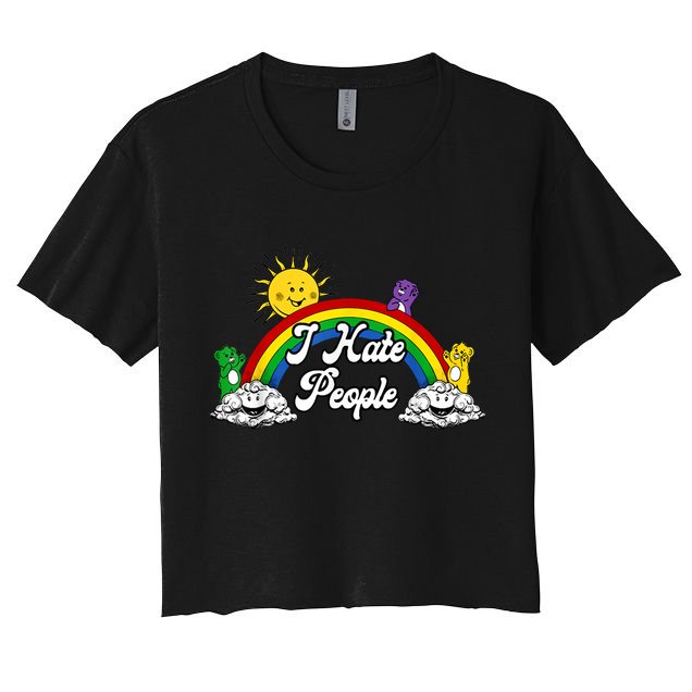 I Hate People Rainbow Printed Crop Top