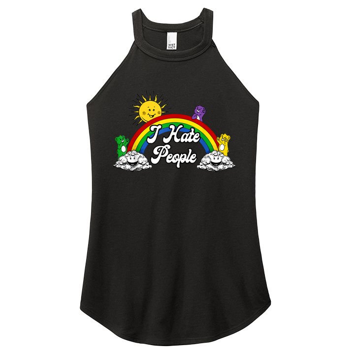 I Hate People Rainbow Printed Women's Perfect Tri Rocker Tank