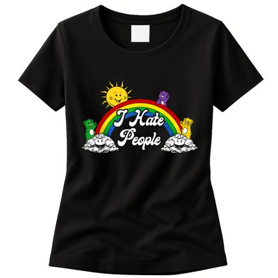 I Hate People Rainbow Printed Womens T-Shirt
