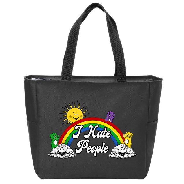 I Hate People Rainbow Printed Zip Tote Bag