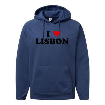 I Heart Portugal City - I Love Lisbon  Performance Fleece Hoodie