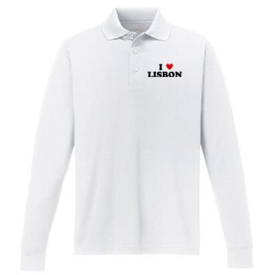 I Heart Portugal City - I Love Lisbon  Performance Long Sleeve Polo