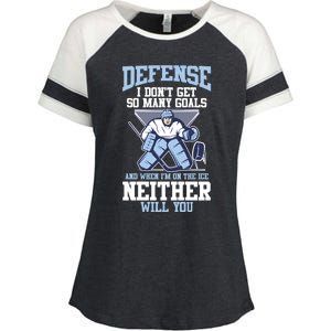 Ice Hockey Player Defense I DonT Get So Y Goals Gift Enza Ladies Jersey Colorblock Tee