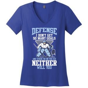 Ice Hockey Player Defense I DonT Get So Y Goals Gift Women's V-Neck T-Shirt