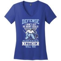 Ice Hockey Player Defense I DonT Get So Y Goals Gift Women's V-Neck T-Shirt