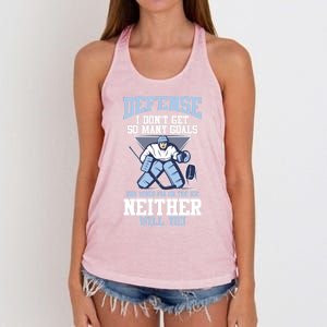 Ice Hockey Player Defense I DonT Get So Y Goals Gift Women's Knotted Racerback Tank