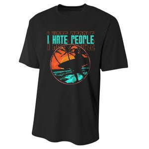 I Hate People Surfing Waves Ocean Surfboard Surfer Performance Sprint T-Shirt