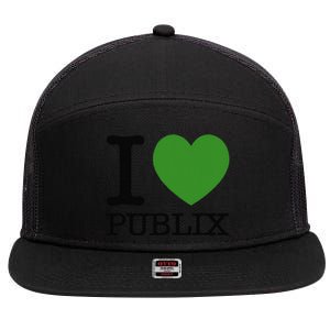 I Heart Publix 7 Panel Mesh Trucker Snapback Hat