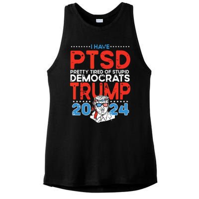 I Have Ptsd Pretty Tired Of Stupid Democrats Trump 2024 Ladies PosiCharge Tri-Blend Wicking Tank