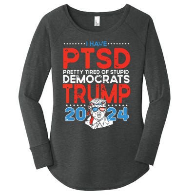 I Have Ptsd Pretty Tired Of Stupid Democrats Trump 2024 Women's Perfect Tri Tunic Long Sleeve Shirt