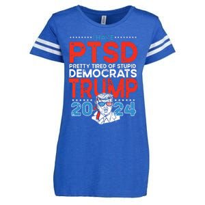 I Have Ptsd Pretty Tired Of Stupid Democrats Trump 2024 Enza Ladies Jersey Football T-Shirt