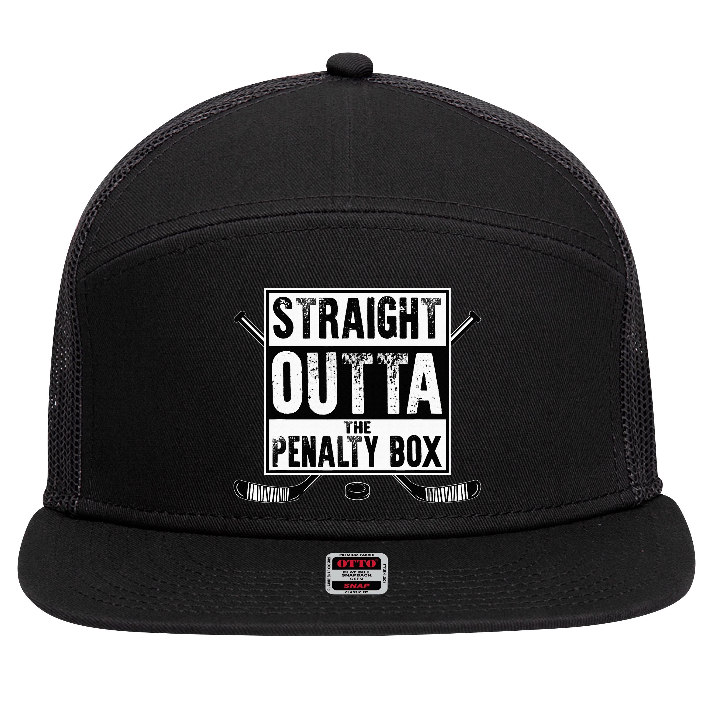 Ice Hockey Player Gift Straight Outta The Penalty Box 7 Panel Mesh Trucker Snapback Hat
