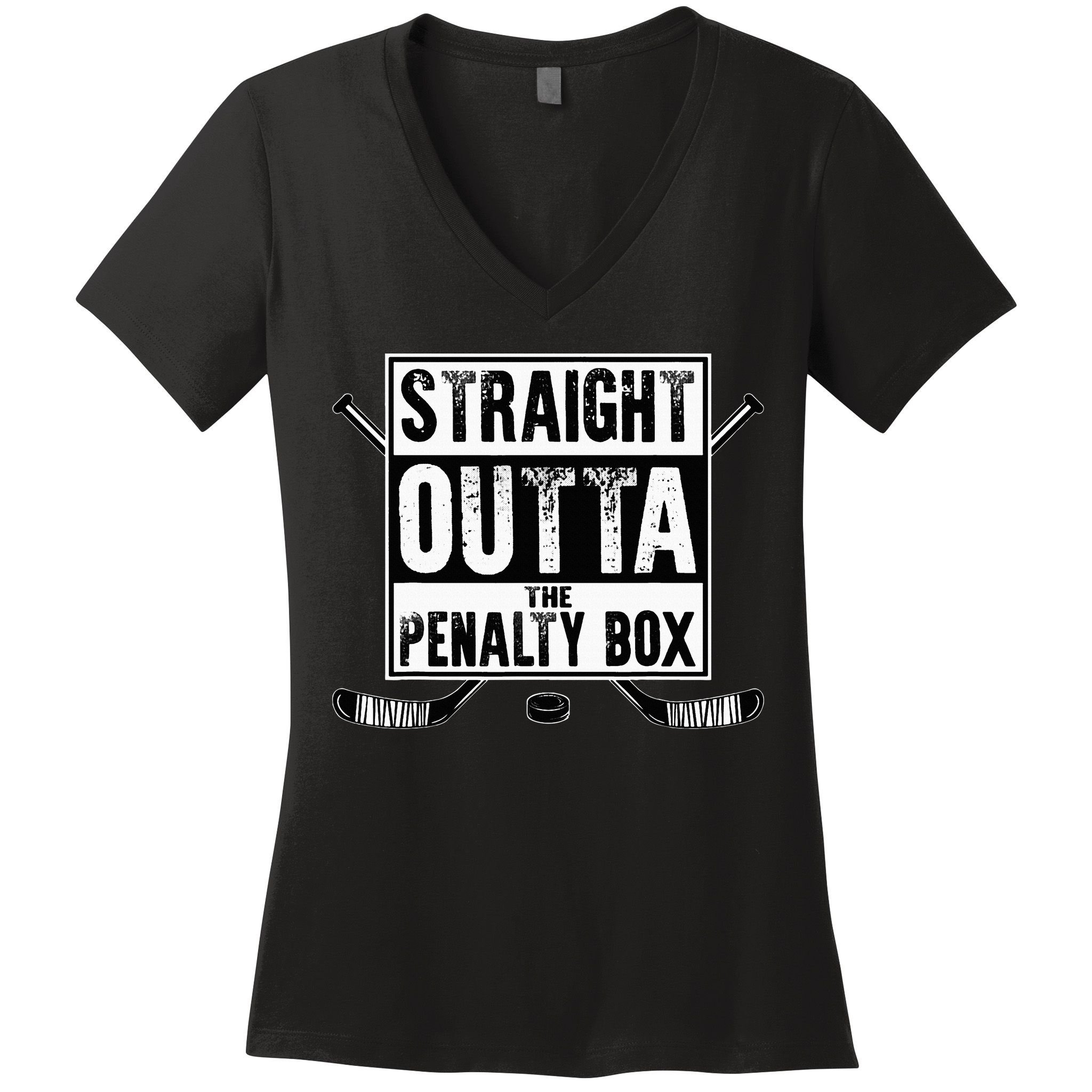 Ice Hockey Player Gift Straight Outta The Penalty Box Women's V-Neck T-Shirt