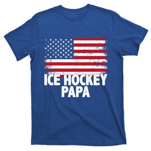 Ice Hockey Papa Sports Dad Player Coach Usa Flag Meaningful Gift T-Shirt