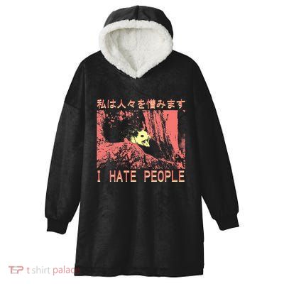 I Hate People Opossum I Hate People Opossum Japanese Hooded Wearable Blanket