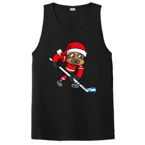 Ice Hockey Player Sloth Santa Winter Sports Christmas Gift PosiCharge Competitor Tank