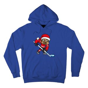 Ice Hockey Player Sloth Santa Winter Sports Christmas Gift Hoodie