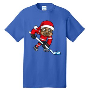 Ice Hockey Player Sloth Santa Winter Sports Christmas Gift Tall T-Shirt