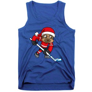 Ice Hockey Player Sloth Santa Winter Sports Christmas Gift Tank Top