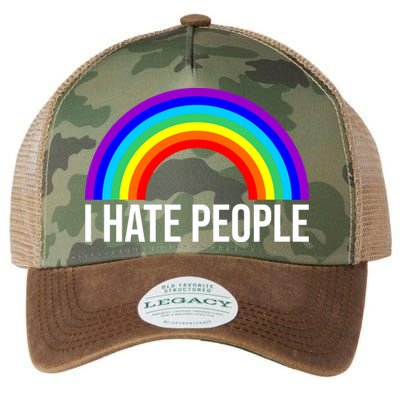 I Hate People Rainbow Funny Humor Anti Social Legacy Tie Dye Trucker Hat