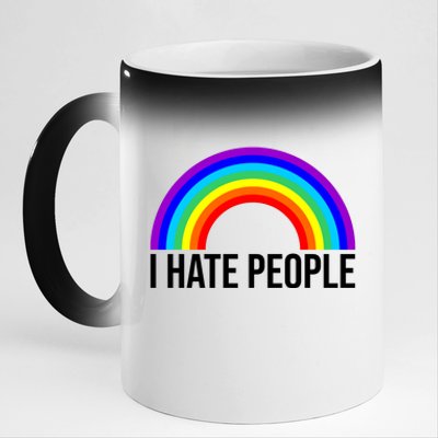 I Hate People Rainbow Funny Humor Anti Social 11oz Black Color Changing Mug