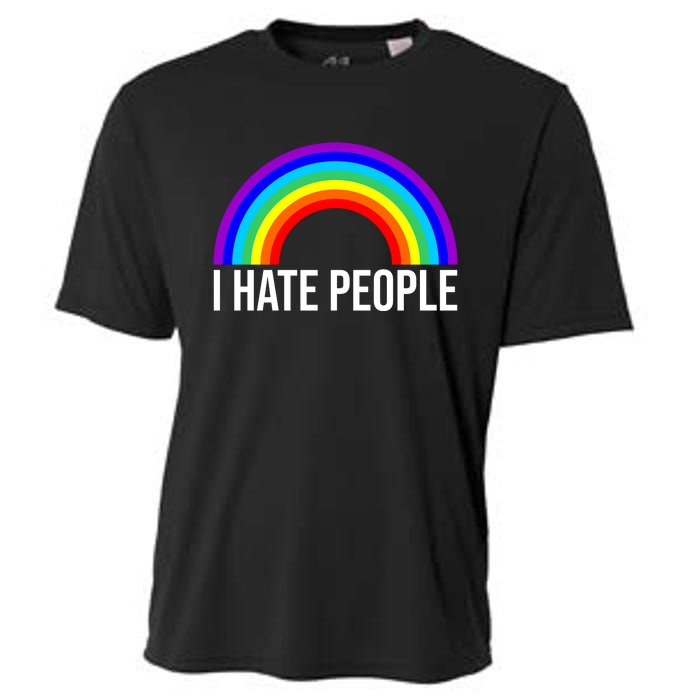 I Hate People Rainbow Funny Humor Anti Social Cooling Performance Crew T-Shirt