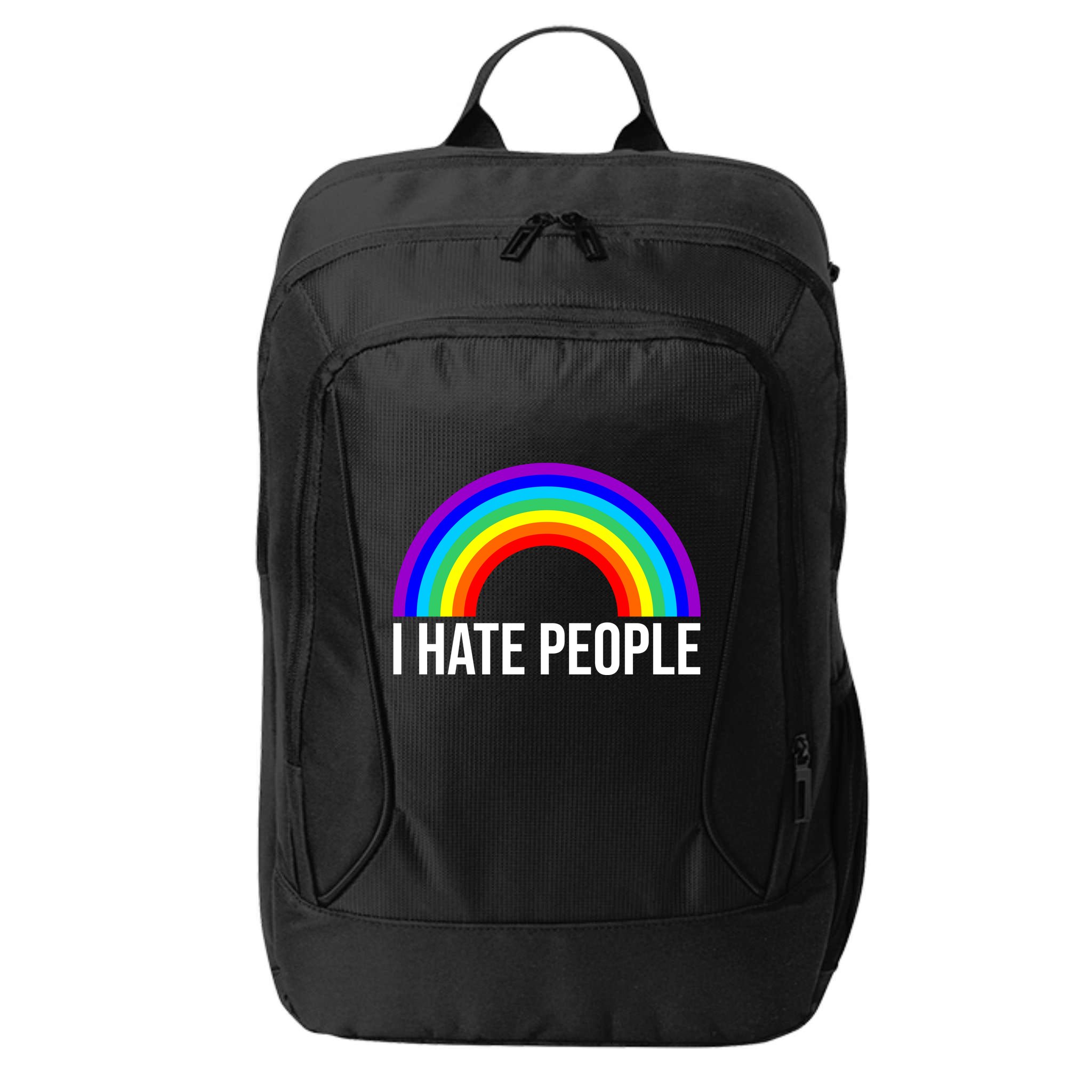 I Hate People Rainbow Funny Humor Anti Social City Backpack