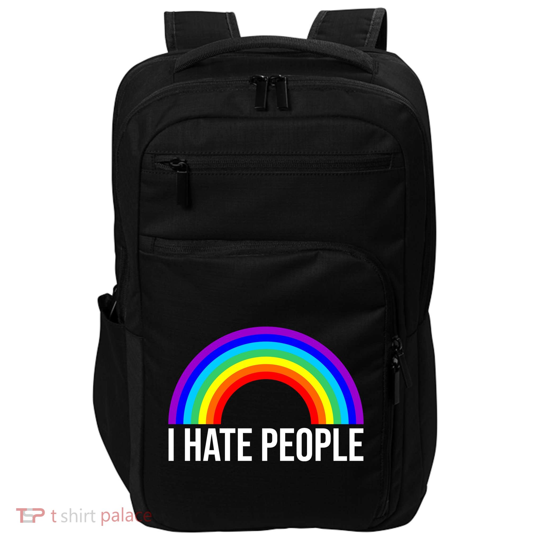 I Hate People Rainbow Funny Humor Anti Social Impact Tech Backpack