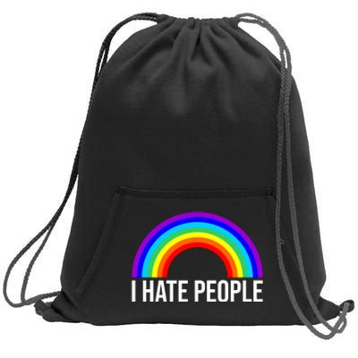 I Hate People Rainbow Funny Humor Anti Social Sweatshirt Cinch Pack Bag