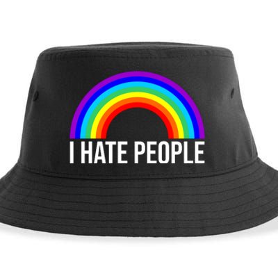 I Hate People Rainbow Funny Humor Anti Social Sustainable Bucket Hat