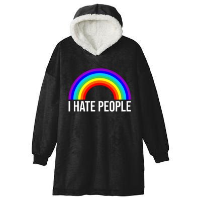 I Hate People Rainbow Funny Humor Anti Social Hooded Wearable Blanket