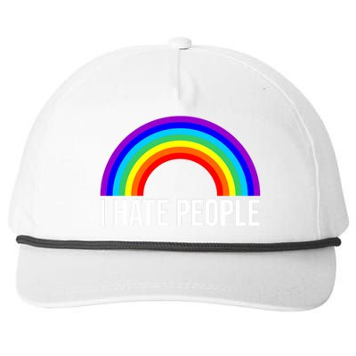 I Hate People Rainbow Funny Humor Anti Social Snapback Five-Panel Rope Hat