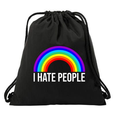 I Hate People Rainbow Funny Humor Anti Social Drawstring Bag