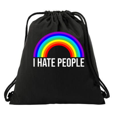 I Hate People Rainbow Funny Humor Anti Social Drawstring Bag