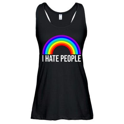 I Hate People Rainbow Funny Humor Anti Social Ladies Essential Flowy Tank