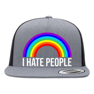 I Hate People Rainbow Funny Humor Anti Social Flat Bill Trucker Hat