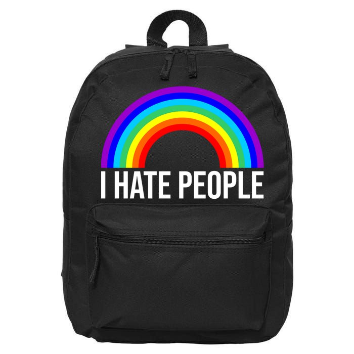 I Hate People Rainbow Funny Humor Anti Social 16 in Basic Backpack