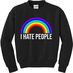 I Hate People Rainbow Funny Humor Anti Social Kids Sweatshirt