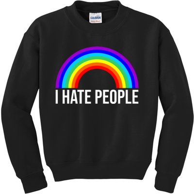 I Hate People Rainbow Funny Humor Anti Social Kids Sweatshirt