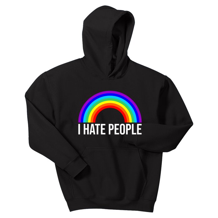 I Hate People Rainbow Funny Humor Anti Social Kids Hoodie