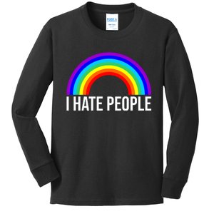 I Hate People Rainbow Funny Humor Anti Social Kids Long Sleeve Shirt