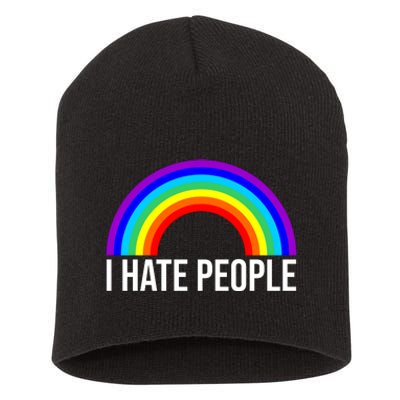 I Hate People Rainbow Funny Humor Anti Social Short Acrylic Beanie