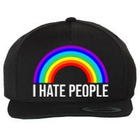 I Hate People Rainbow Funny Humor Anti Social Wool Snapback Cap